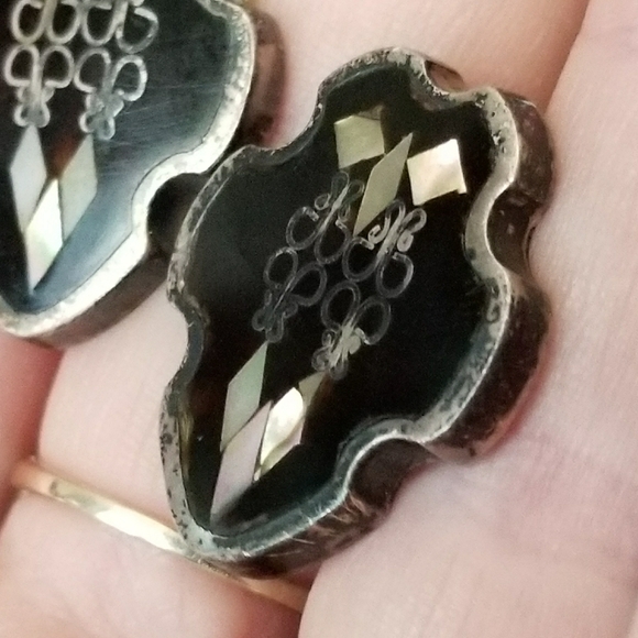 Relisted -Vintage Sterling Silver cuff links PGG black - Picture 8 of 17